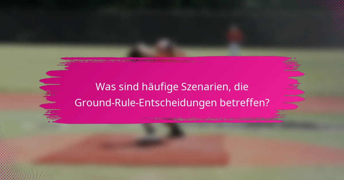 Was sind häufige Szenarien, die Ground-Rule-Entscheidungen betreffen?