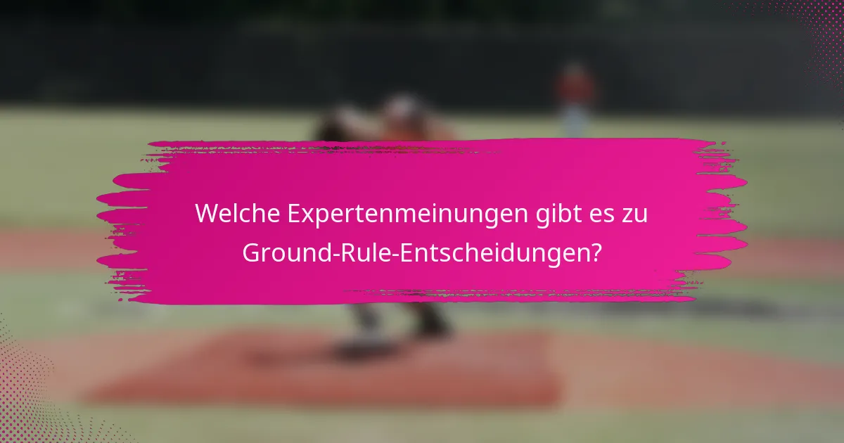 Welche Expertenmeinungen gibt es zu Ground-Rule-Entscheidungen?
