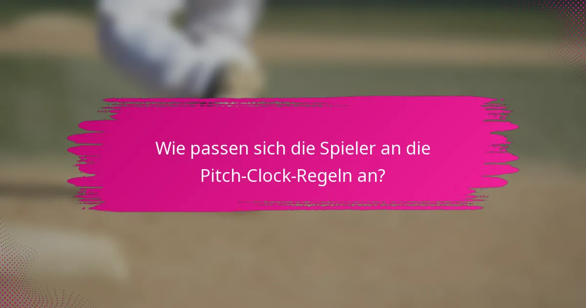 Wie passen sich die Spieler an die Pitch-Clock-Regeln an?